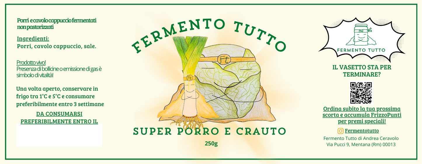 SuperVerdure | Super Porro e Crauto | Porri e cavolo cappuccio bianco fermentati | Fermento Tutto